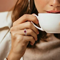 Julianna B 10K Yellow Gold Created Ruby and Diamond Bridal Set