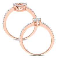 Julianna B 10K Rose Gold Aquamarine and Diamond Bridal Set