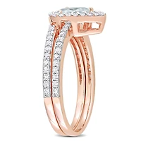 Julianna B 10K Rose Gold Aquamarine and Diamond Bridal Set