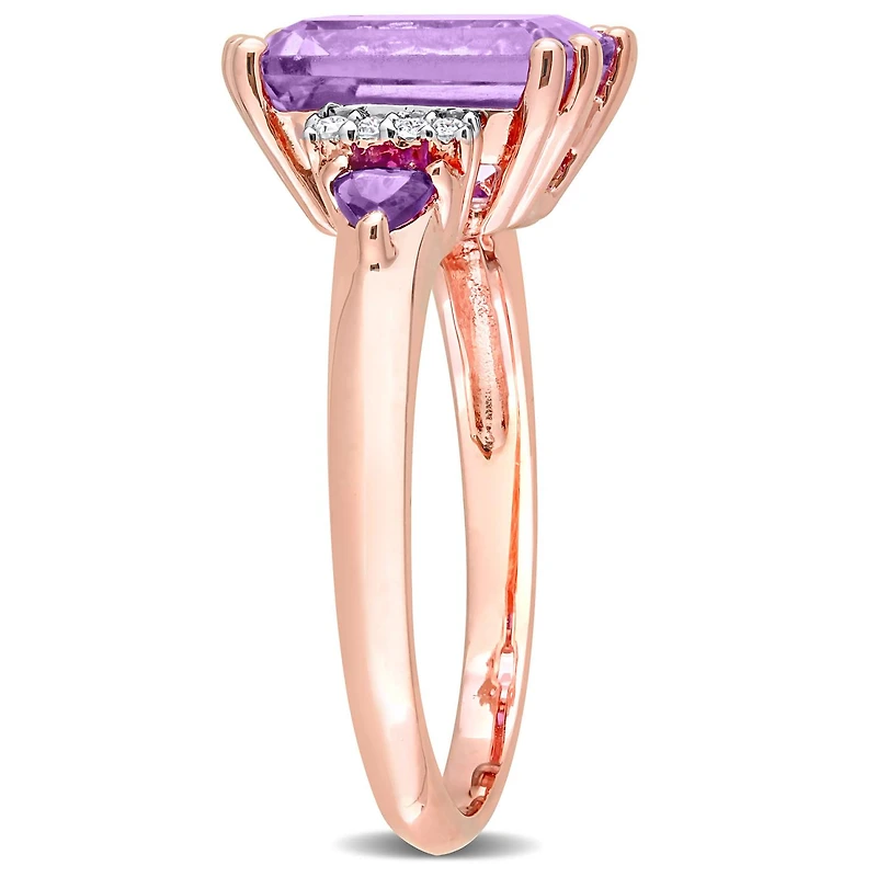 Julianna B 18K Rose Plated Sterling Silver Amethyst and Diamond Ring