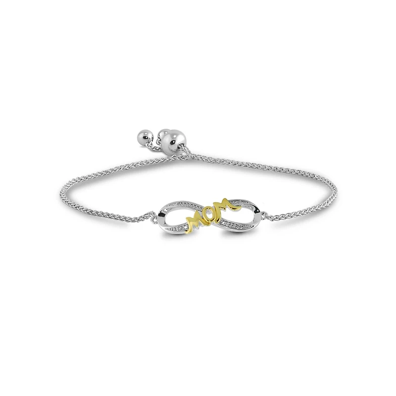 Sterling Silver & Yellow Gold Diamond Infinity Bracelet