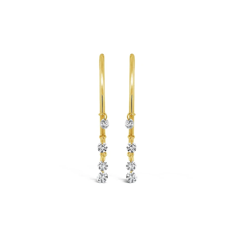 Brevani 10K Yellow Gold 0.78CTW Diamond Dangle Hoop Earrings