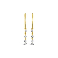 Brevani 10K Yellow Gold 0.78CTW Diamond Dangle Hoop Earrings