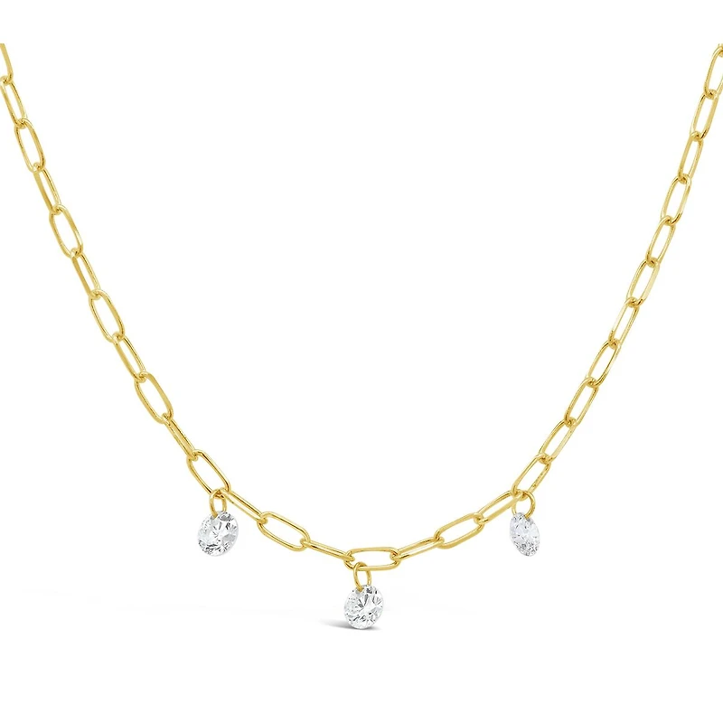 Brevani 10K Yellow Gold 0.24CTW Diamond Drop Paperclip Necklace