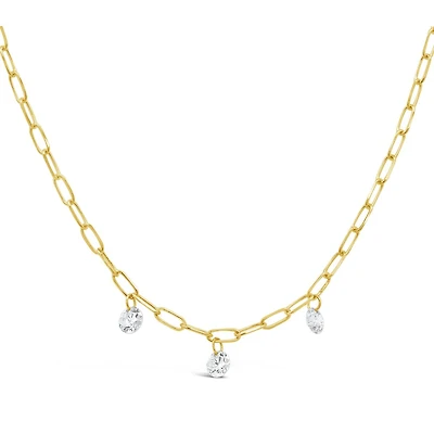 Brevani 10K Yellow Gold 0.24CTW Diamond Drop Paperclip Necklace