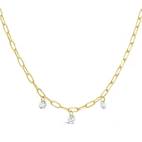 Brevani 10K Yellow Gold 0.24CTW Diamond Drop Paperclip Necklace