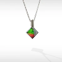 KORITE ESSENTIALS Sterling Silver Square Ammolite 16-18" Pendant