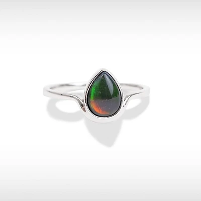 KORITE ESSENTIALS Sterling Silver Tear Drop Ammolite Ring