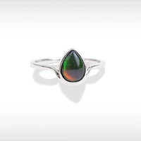KORITE ESSENTIALS Sterling Silver Tear Drop Ammolite Ring