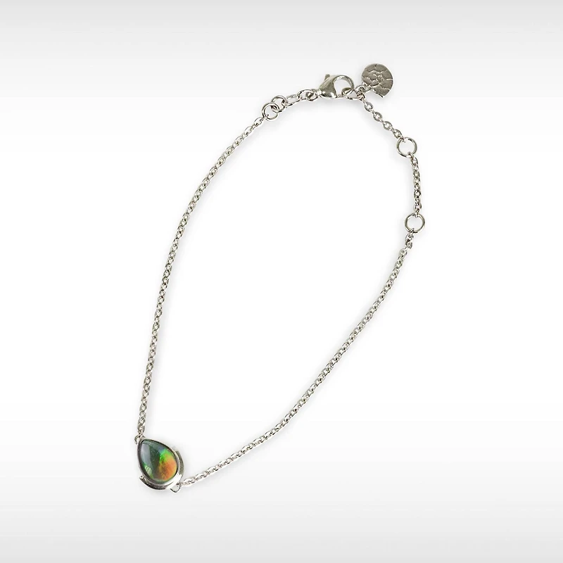 KORITE ESSENTIALS Sterling Silver Tear Drop Ammolite 6.5"-9" Bracelet