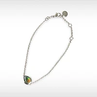 KORITE ESSENTIALS Sterling Silver Tear Drop Ammolite 6.5"-9" Bracelet