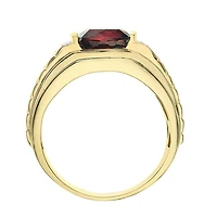 10K Yellow Gold Garnet and Diamond Men's Ring