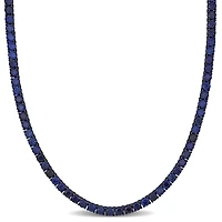 Julianna B Sterling Silver Created Blue Sapphire With Black Rhodium 20" Necklace