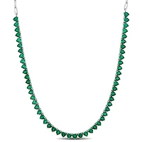 Julianna B Sterling Silver Created Emerald 18" + 2" Extender Tennis Necklace