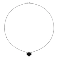 Julianna B Sterling Silver Heart Shape Black Agate Necklace
