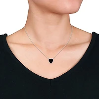 Julianna B Sterling Silver Heart Shape Black Agate Necklace