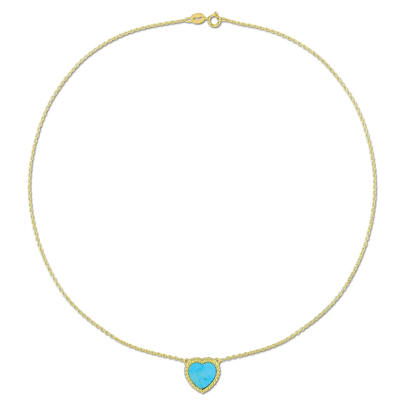 Julianna B Yellow Plated Sterling Silver Heart Shape Turquoise Necklace