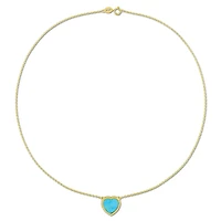 Julianna B Yellow Plated Sterling Silver Heart Shape Turquoise Necklace