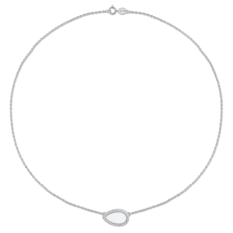 Julianna B Sterling Silver Pear Shape White Agate Necklace