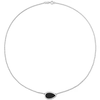 Julianna B Sterling Silver Pear Shape Black Agate Necklace