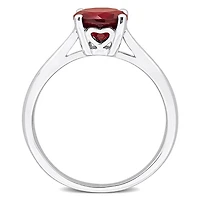 Julianna B Sterling Silver Garnet Solitaire Ring