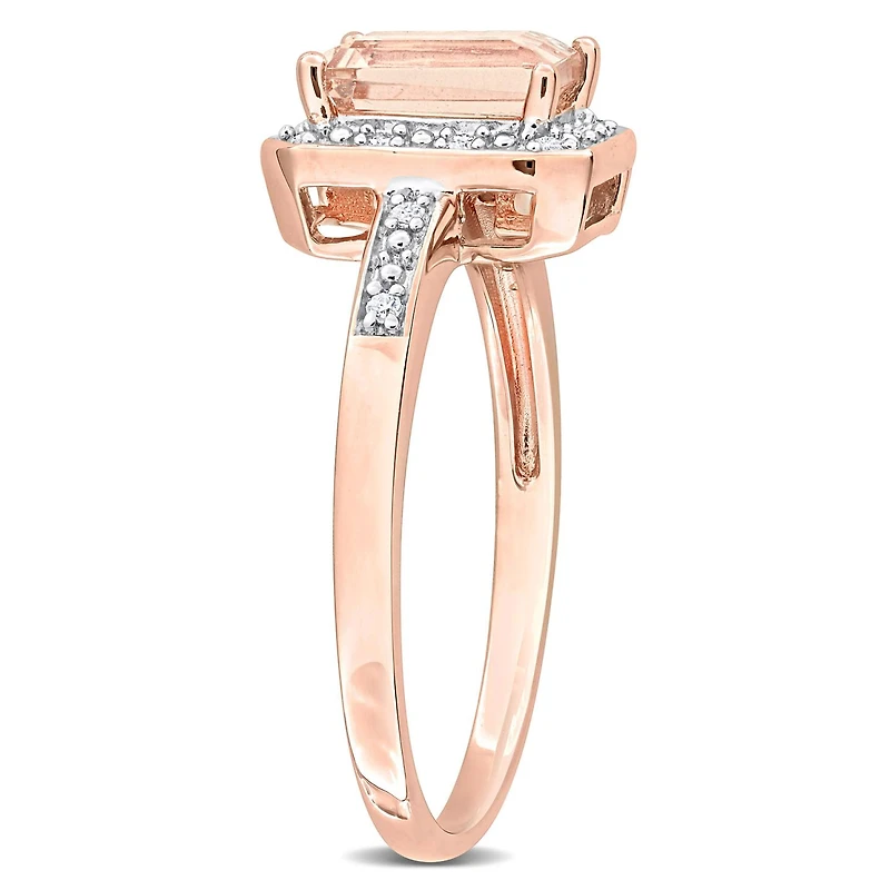 Julianna B Rose Plated Sterling Silver Morganite and Diamond Ring