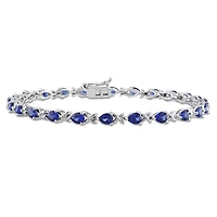 Julianna B Sterling Silver Created Blue Sapphire 7" Bracelet