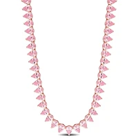 Julianna B Rose Plated Sterling Silver Pink Cubic Zirconia Tennis 18" Necklace
