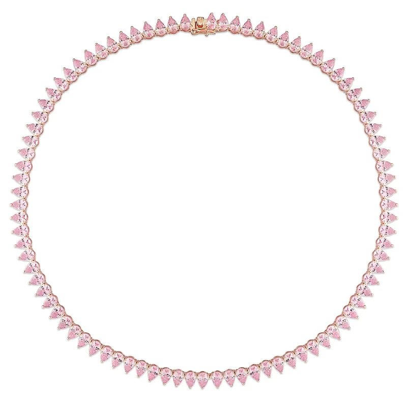Julianna B Rose Plated Sterling Silver Pink Cubic Zirconia Tennis 18" Necklace