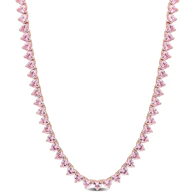 Julianna B Rose Plated Sterling Silver Pink Cubic Zirconia Tennis 18" Necklace