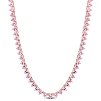 Julianna B Rose Plated Sterling Silver Pink Cubic Zirconia Tennis 18" Necklace
