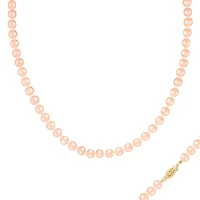 14K Yellow Gold 6-7mm Pink Freshwater Pearl 28" Necklace