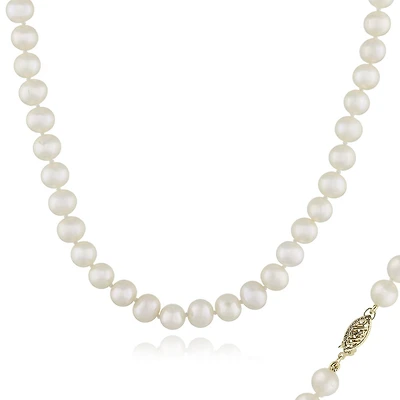 14K Yellow Gold 6-7mm White Freshwater Pearl 28" Necklace