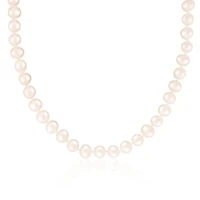 Sterling Silver 7-8mm White Freshwater Pearl 32" Necklace