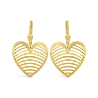 10K Yellow Gold Heart Drop Earrings