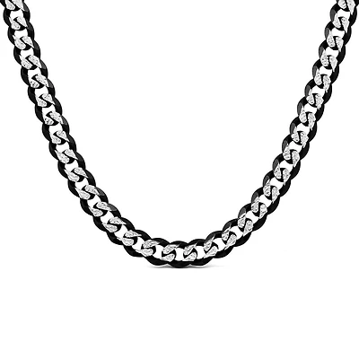 Sterling Silver Black Ruthenium 22" 6.25mm Curb Chain