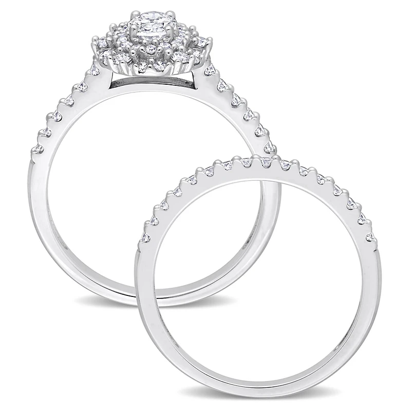 Julianna B 14K White Gold 0.98CTW Diamond Oval Shaped Bridal Ring