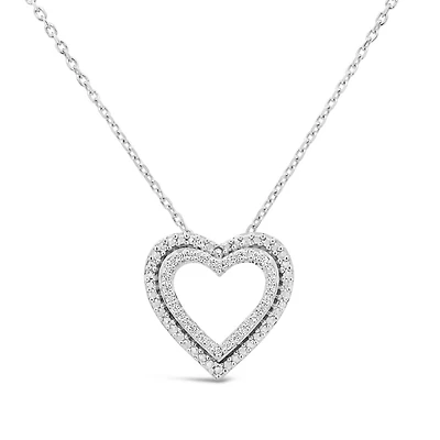Sterling Silver Diamond Heart Pendant