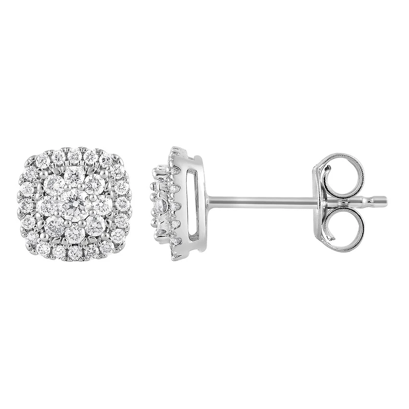 New Brilliance Sterling Silver Lab Grown 0.33CTW Diamond Cushion Shape Earrings
