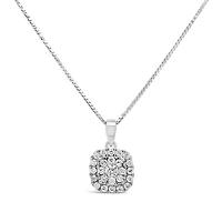 New Brilliance Sterling Silver Lab Grown 0.32CTW Diamond Cushion Shaped Pendant