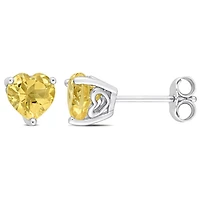 Julianna B Sterling Silver Citrine Heart Stud Earrings