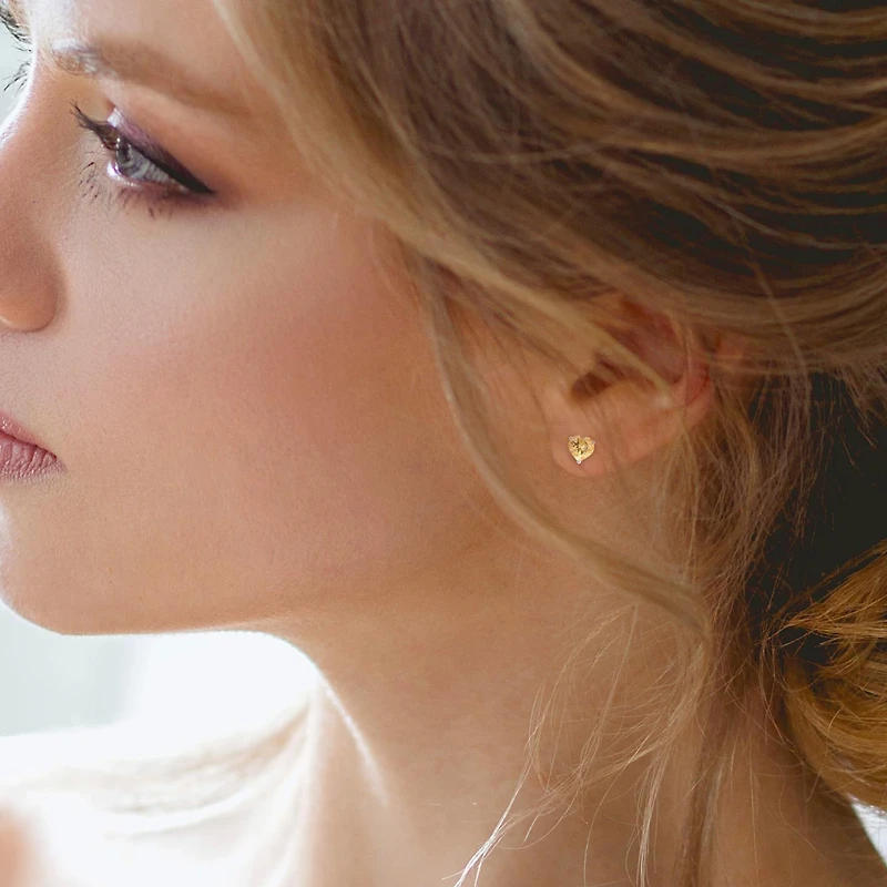 Julianna B Sterling Silver Citrine Heart Stud Earrings