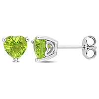 Julianna B Sterling Silver Peridot Heart Stud Earrings