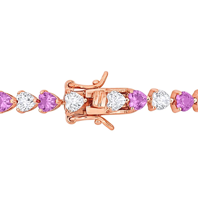 Julianna B 18K Rose Plated Sterling Silver CR Pink CR White Sapphire Brac 7.5