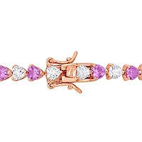 Julianna B 18K Rose Plated Sterling Silver CR Pink CR White Sapphire Brac 7.5