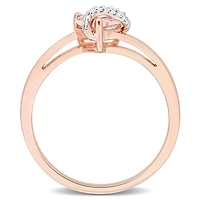 Julianna B Pink Plated Sterling Silver Morganite and Diamond Heart Ring
