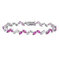 Julianna B Sterling Silver Created Pink Sapphire Bracelet 7.75