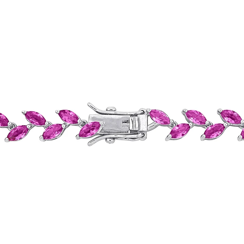 Julianna B Sterling Silver Created Pink Sapphire Bracelet 7.25