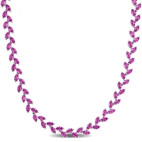 Julianna B Sterling Silver Created Pink Sapphire Necklace 17