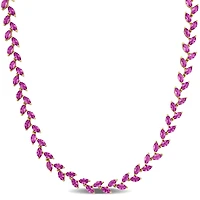 Julianna B Yellow Plated Sterling Silver Created Pink Sapphire Necklace 17